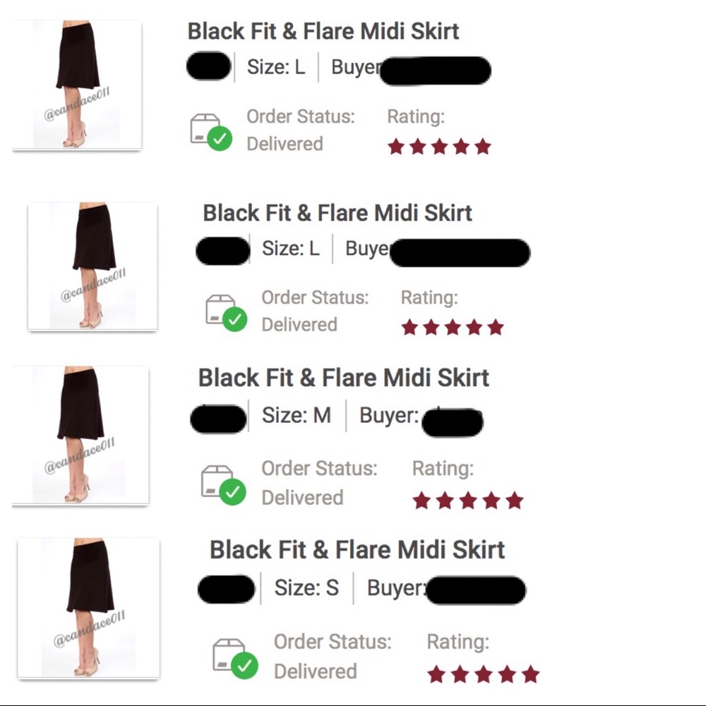 ⭐️5 STAR rated!⭐️ Black Fit & Flare Midi Skirt - Picture 3 of 3